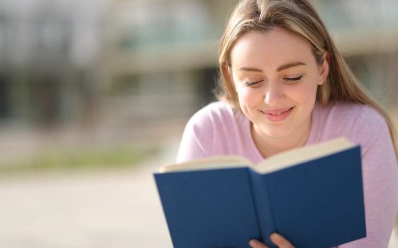 Student reading a book